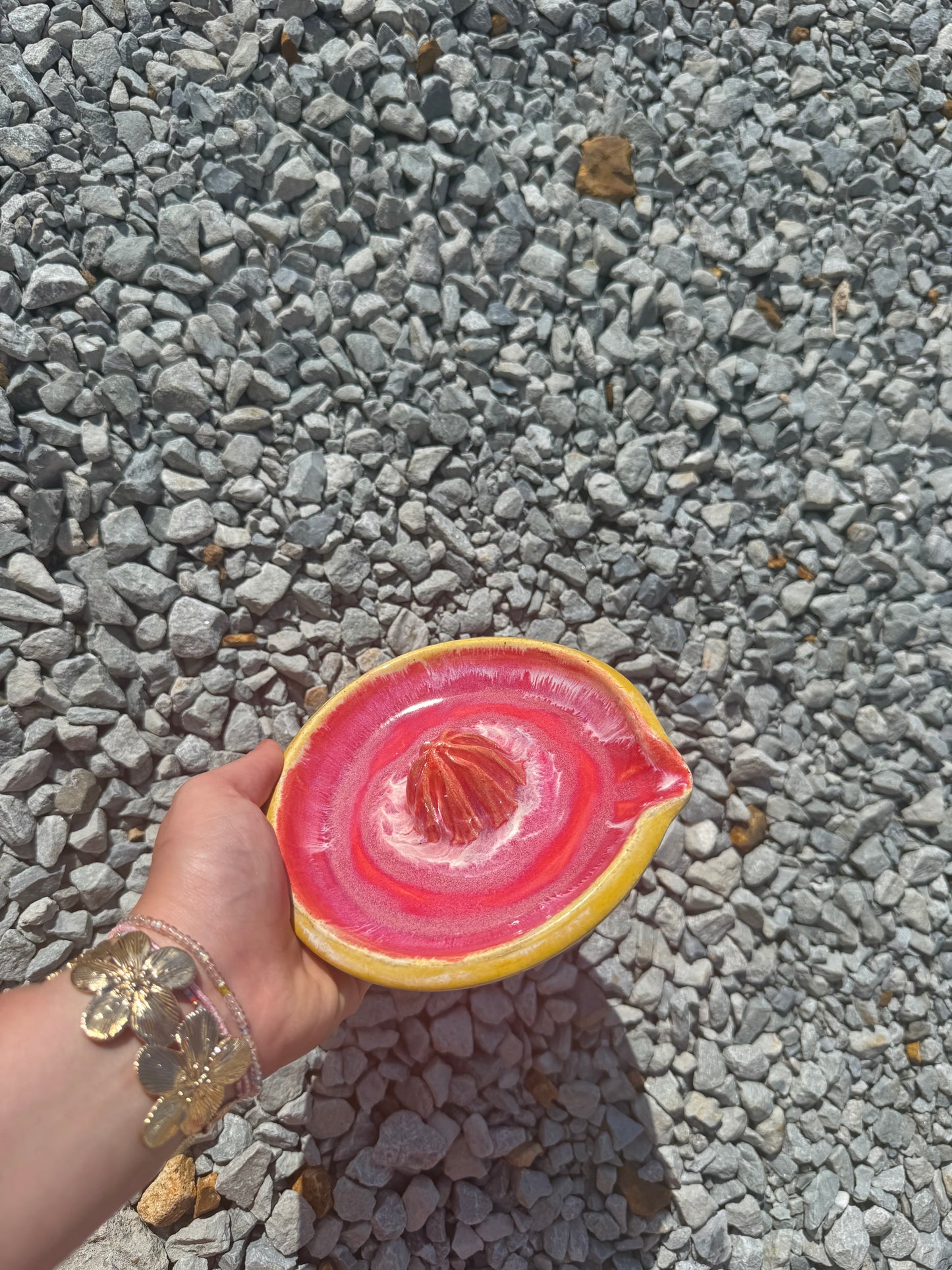 Pink and Yellow Lemon Juicer