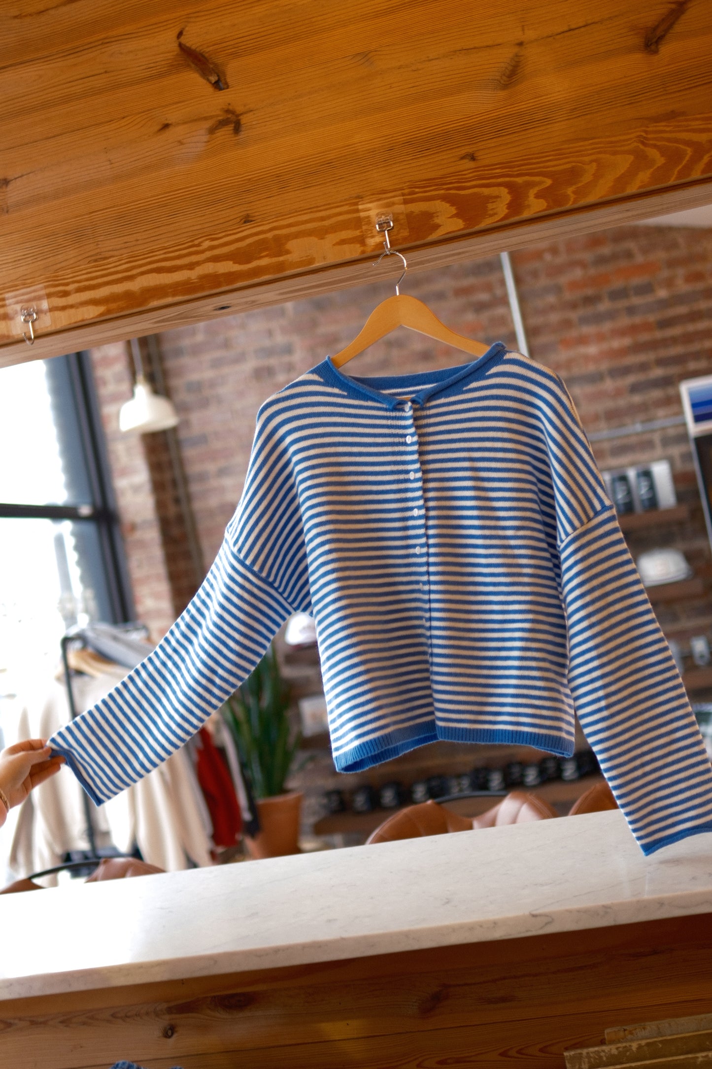 Janie Cardigan in Blue Stripes