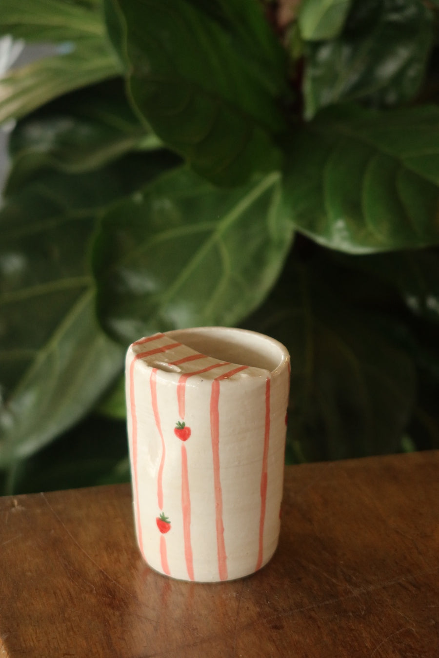 Strawberry Stripe Travel Tumbler