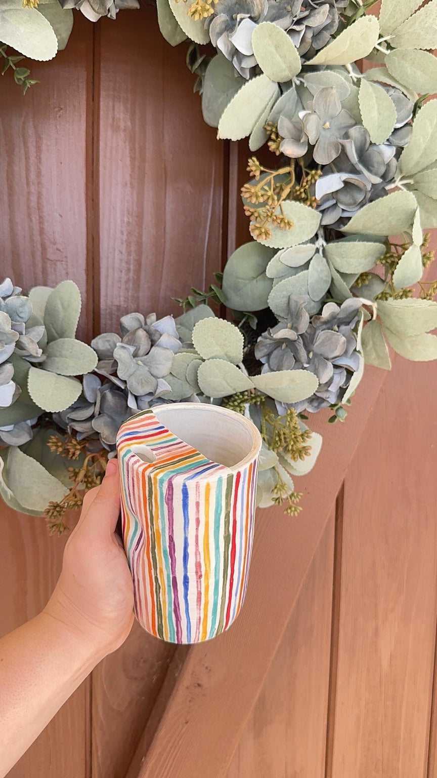 Rainbow Stripe Travel Tumbler